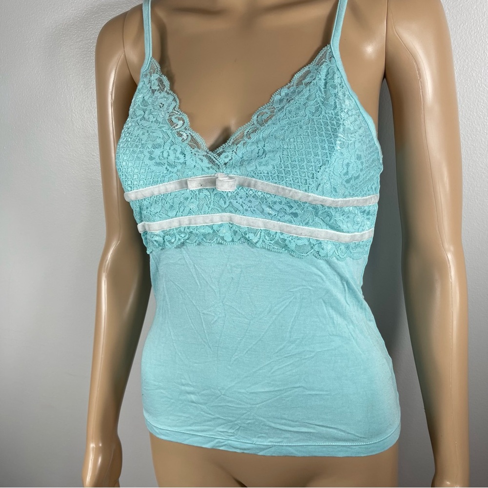 Light Aqua Y2K Lace Camisole Top